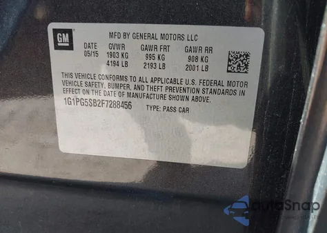 2015 Chevrolet Cruze Ltz z USA, uszkodzony, nr VIN 1G1PG5SB2F7288456